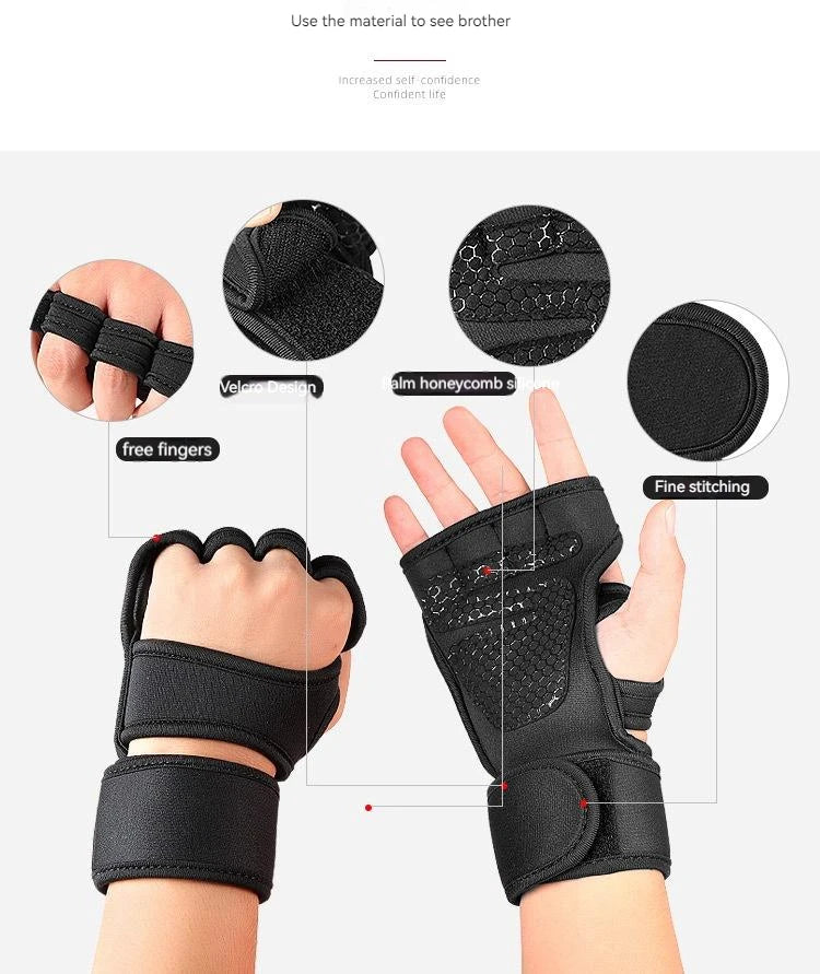 Weightlifting Training Gloves for Men Women Hand Wrist Palm Protector Gloves Fitness Sports Cycling Gymnastics Gym Gloves