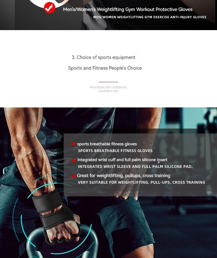 Weightlifting Training Gloves for Men Women Hand Wrist Palm Protector Gloves Fitness Sports Cycling Gymnastics Gym Gloves